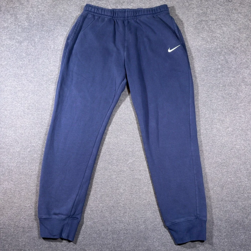 Nike Joggers Men L Blue Club Fleece Sweatpants Elastic Waist Cuffs Pockets
